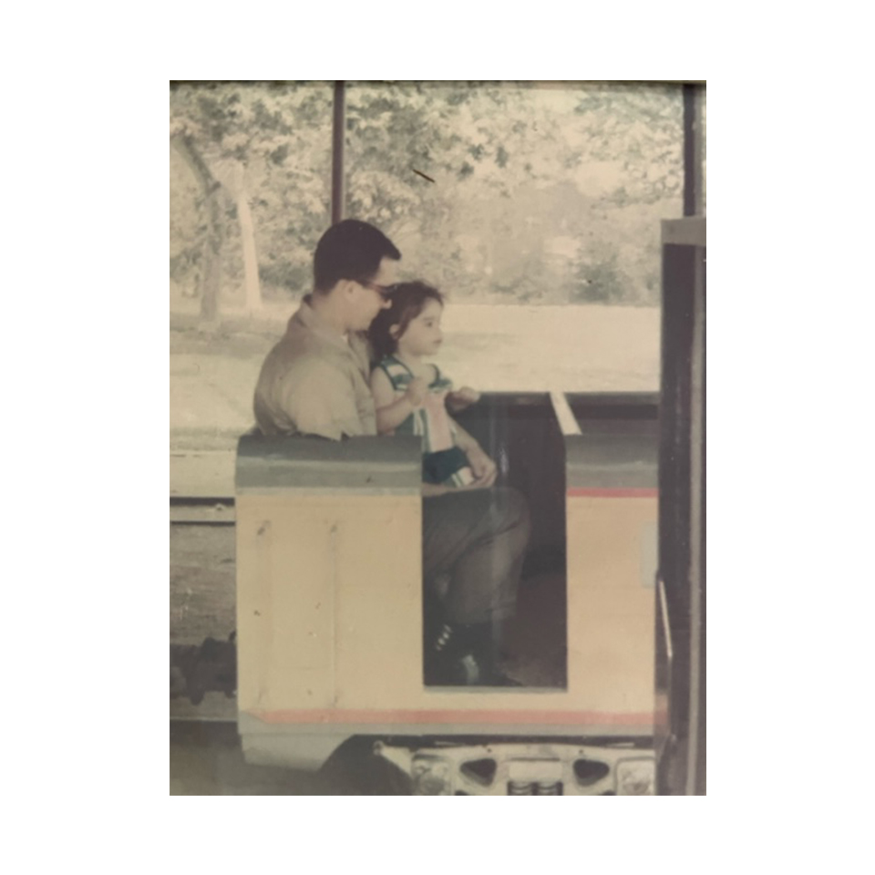 Linda pictured with her father, Nick on the Griffith Park train circa 1964.