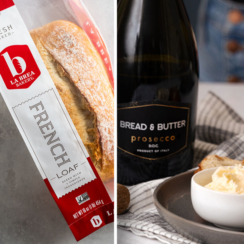Bread & Butter DOC Prosecco and Asiago Butter paired with La Brea French Loaf